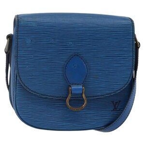 Authentic LOUIS VUITTON Epi Saint Cloud PM Shoulder Bag Blue M52195 LV